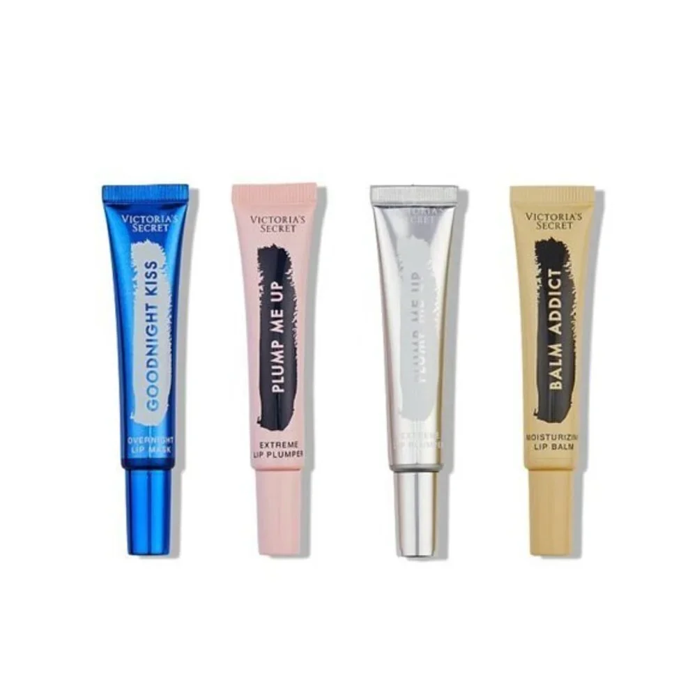 Victoria's Secret 4 Piece Lip Gloss Gift Set Pout Perfectors Scrub Mask Plumper